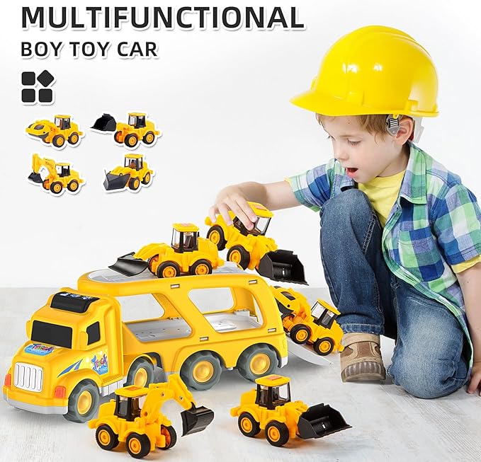 Construction Truck Toys for Boys Girls Age 3 4 5 6 Years Old，Carrier Transport Trucks for Kids 3-4 3-5 Year Old，Christmas Birthday Gift Toddler Toys.