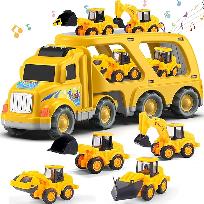 Construction Truck Toys for Boys Girls Age 3 4 5 6 Years Old，Carrier Transport Trucks for Kids 3-4 3-5 Year Old，Christmas Birthday Gift Toddler Toys.